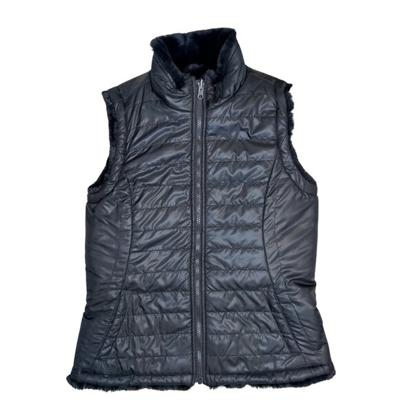Nicole Miller Original Black faux fur Reversible Vest Puffer Vest, Quilted - Picture 9 of 10